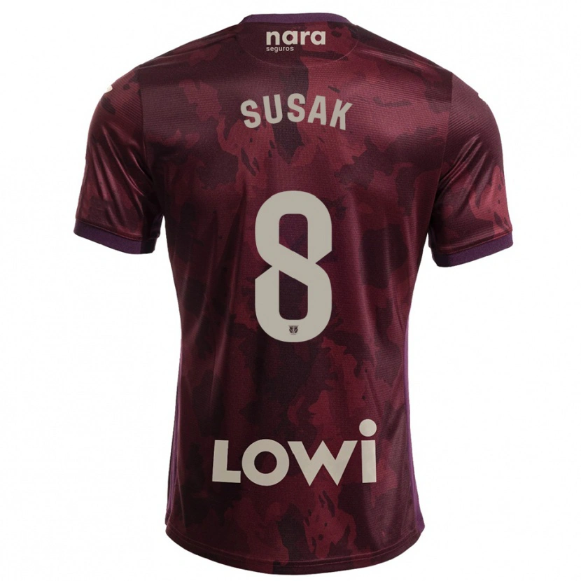 DanxenキッズPetro Susak#8バーガンディ白アウェイシャツ2025/26ジャージーユニフォーム