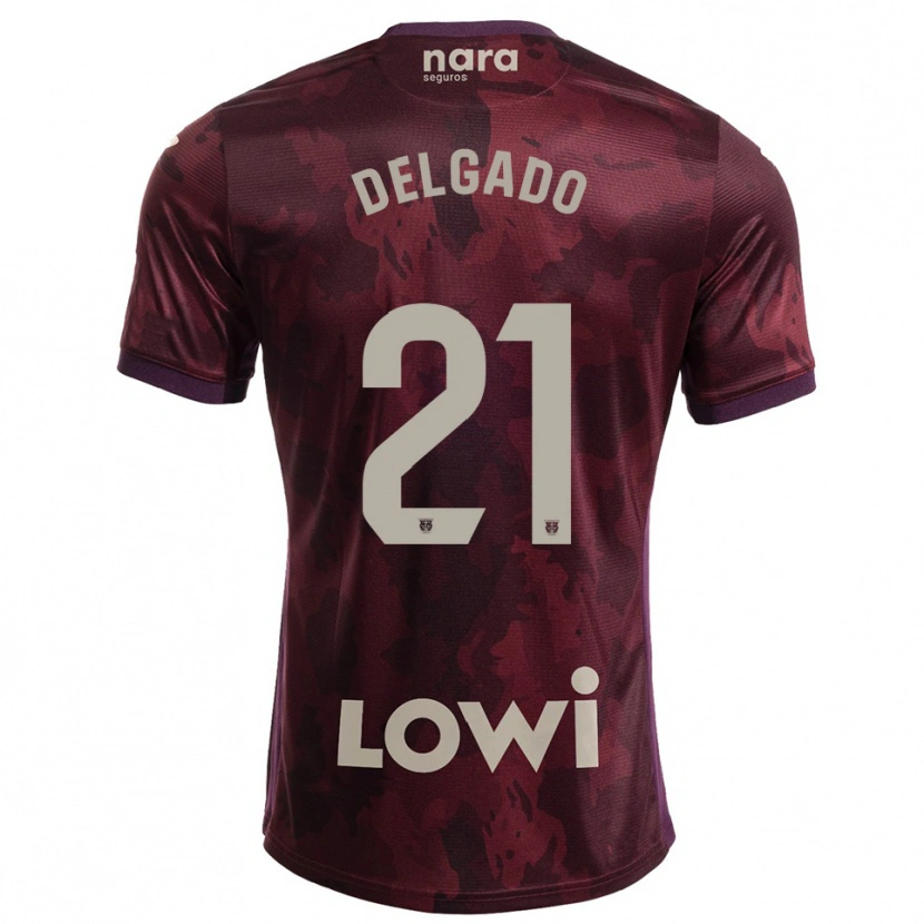 DanxenキッズAarón Delgado#21バーガンディ白アウェイシャツ2025/26ジャージーユニフォーム