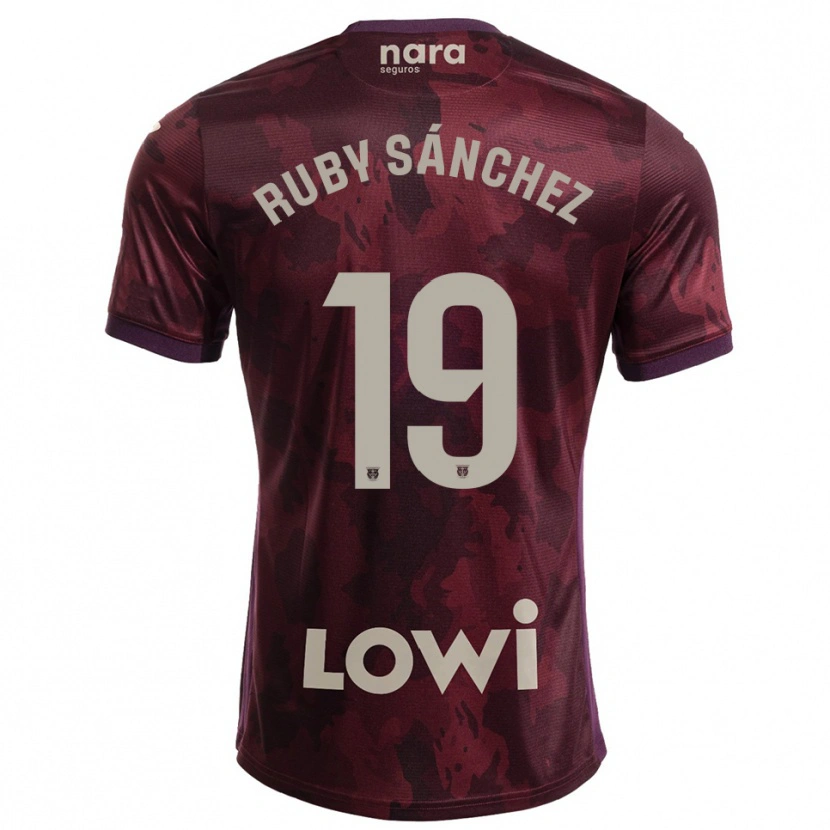DanxenキッズRuby Sánchez#19バーガンディ白アウェイシャツ2025/26ジャージーユニフォーム