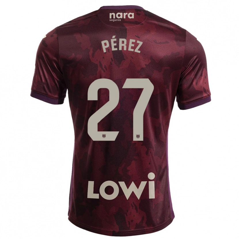 DanxenキッズNoé Pérez#27バーガンディ白アウェイシャツ2025/26ジャージーユニフォーム