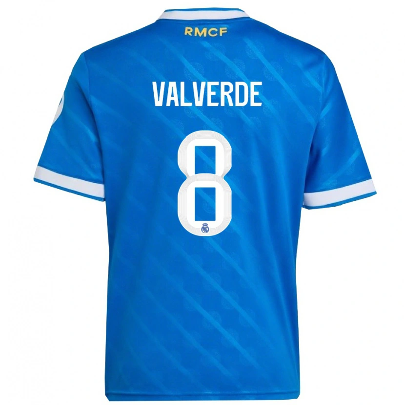Danxenキッズフェデリコ・バルベルデ#8青白サードユニフォームシャツ2025/26ジャージーユニフォーム