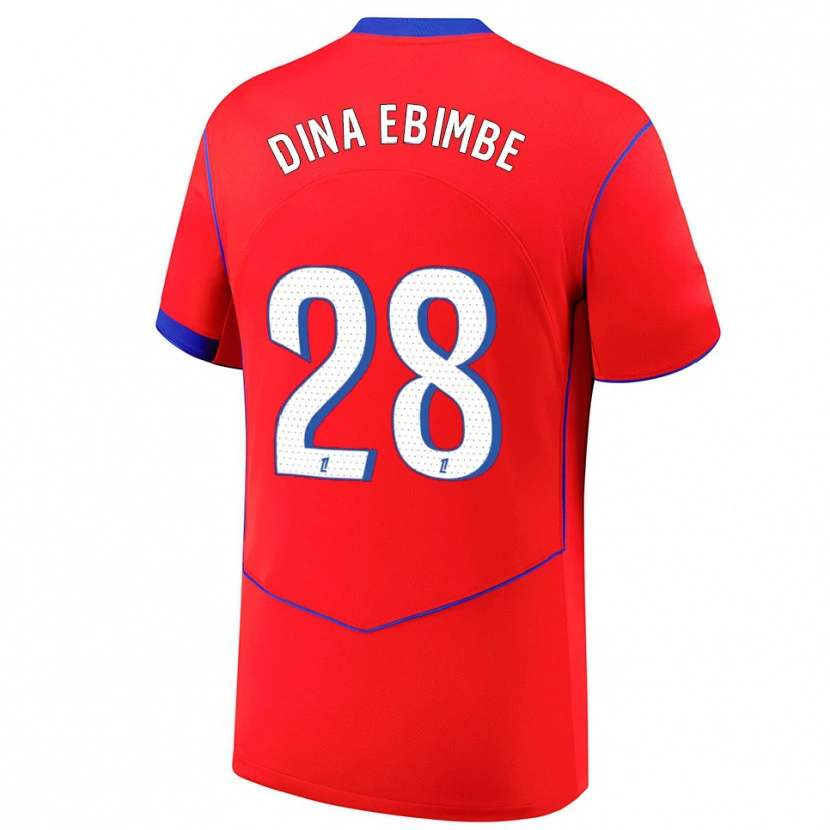 Danxenキッズエリック・ジュニオール・ディナ・エビンベ#28赤青白サードユニフォームシャツ2025/26ジャージーユニフォーム