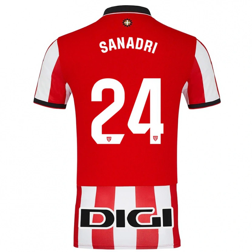 DanxenメンズSanadri#24赤白ホームシャツ2025/26ジャージーユニフォーム