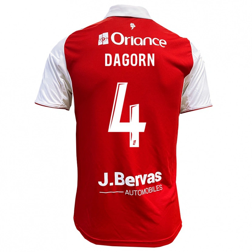 DanxenメンズMaxime Dagorn#4赤白ホームシャツ2025/26ジャージーユニフォーム