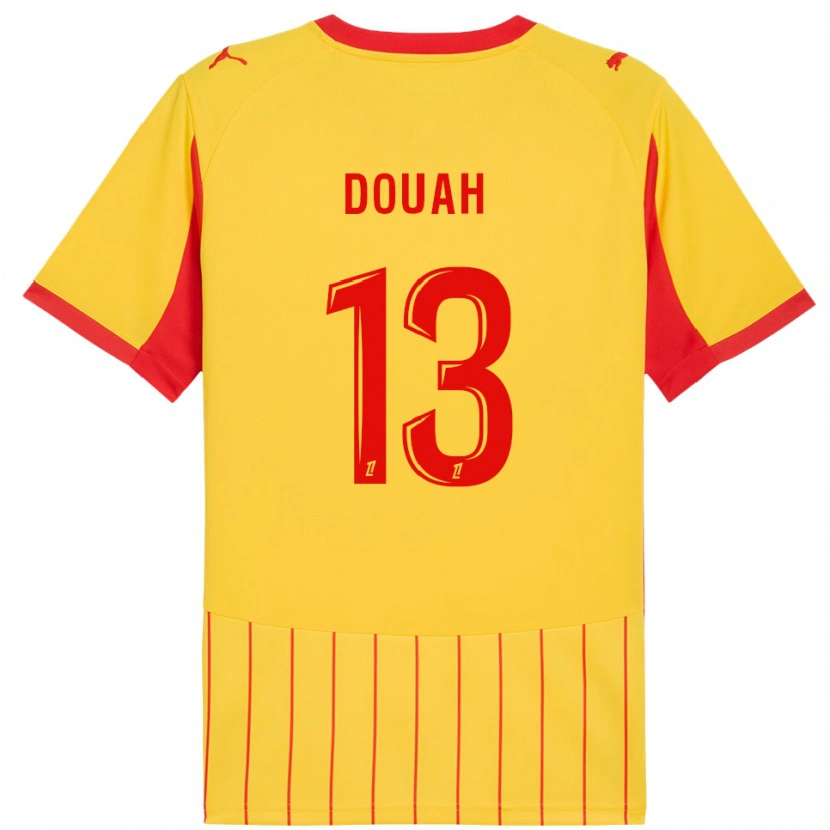 DanxenメンズChemssedine Douah#13黄赤ホームシャツ2025/26ジャージーユニフォーム