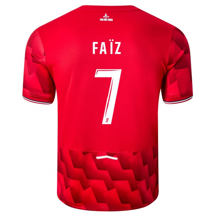 DanxenメンズAdame Faïz#7赤白ホームシャツ2025/26ジャージーユニフォーム