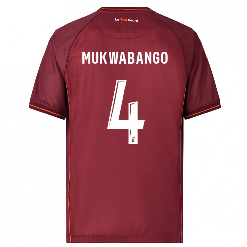 DanxenメンズBénit Mukwabango#4バーガンディ白ホームシャツ2025/26ジャージーユニフォーム
