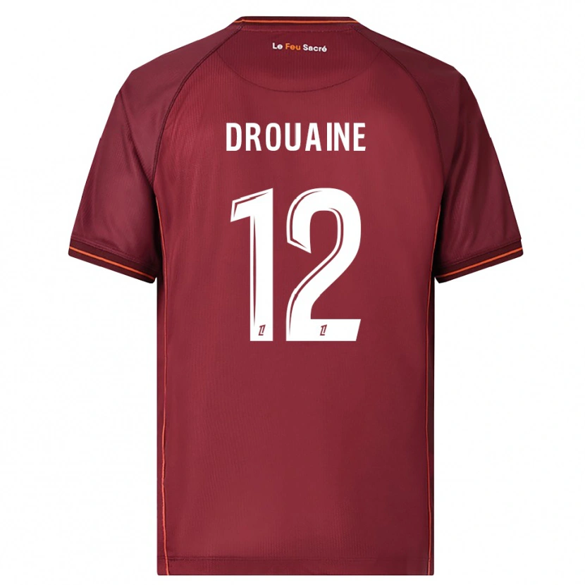 DanxenメンズMathieu Drouaine#12バーガンディ白ホームシャツ2025/26ジャージーユニフォーム