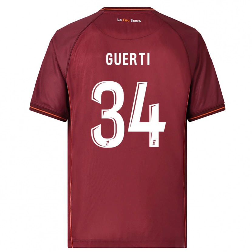 DanxenメンズIsmaël Guerti#34バーガンディ白ホームシャツ2025/26ジャージーユニフォーム