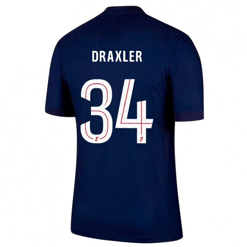 Danxenメンズユリアン・ドラクスラー#34紺赤ホームシャツ2025/26ジャージーユニフォーム
