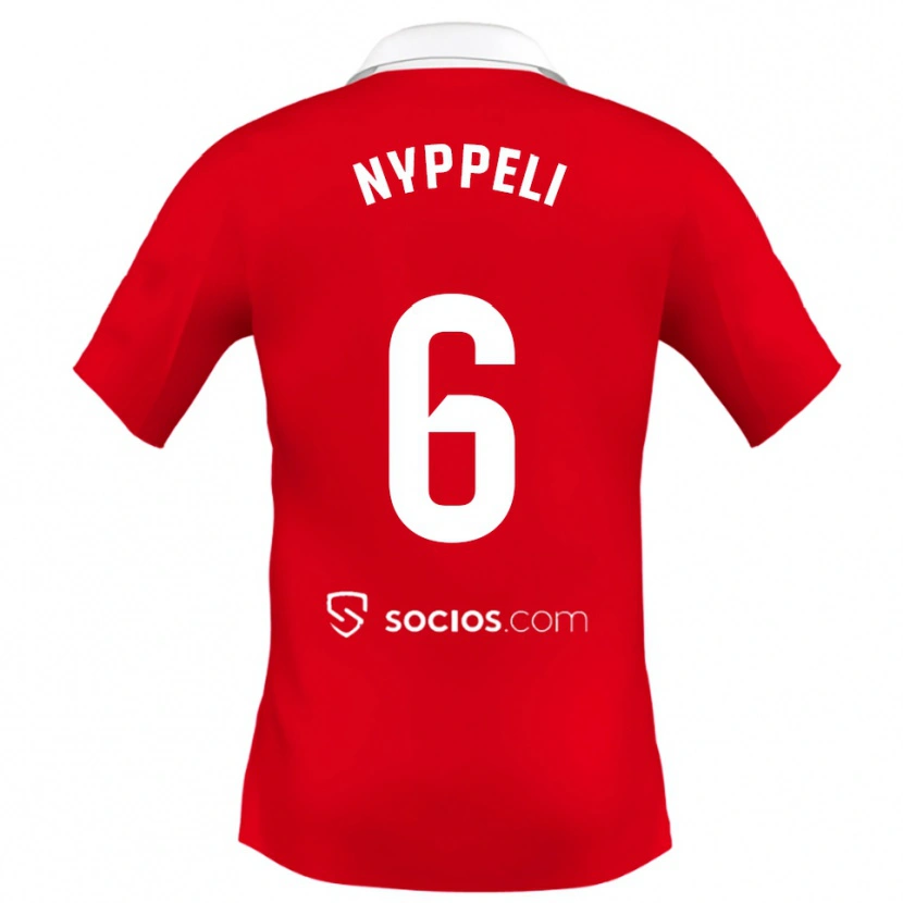 DanxenメンズRamón Nyppeli#6赤白灰アウェイシャツ2025/26ジャージーユニフォーム