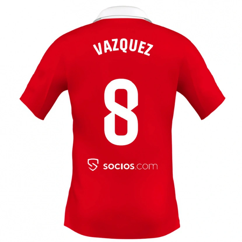 DanxenメンズManolo Vazquez#8赤白灰アウェイシャツ2025/26ジャージーユニフォーム