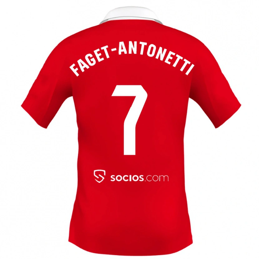 DanxenメンズRoméo Faget-Antonetti#7赤白灰アウェイシャツ2025/26ジャージーユニフォーム
