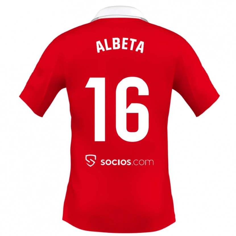 DanxenメンズAlba López Pérez#16赤白灰アウェイシャツ2025/26ジャージーユニフォーム