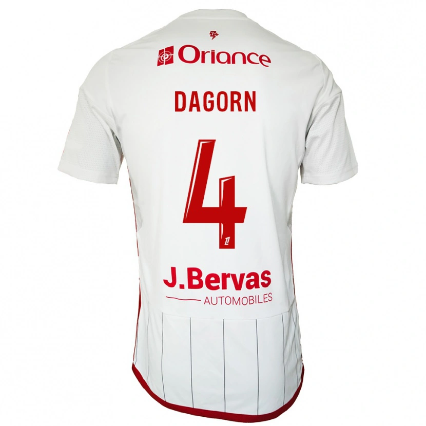 DanxenメンズMaxime Dagorn#4白赤アウェイシャツ2025/26ジャージーユニフォーム