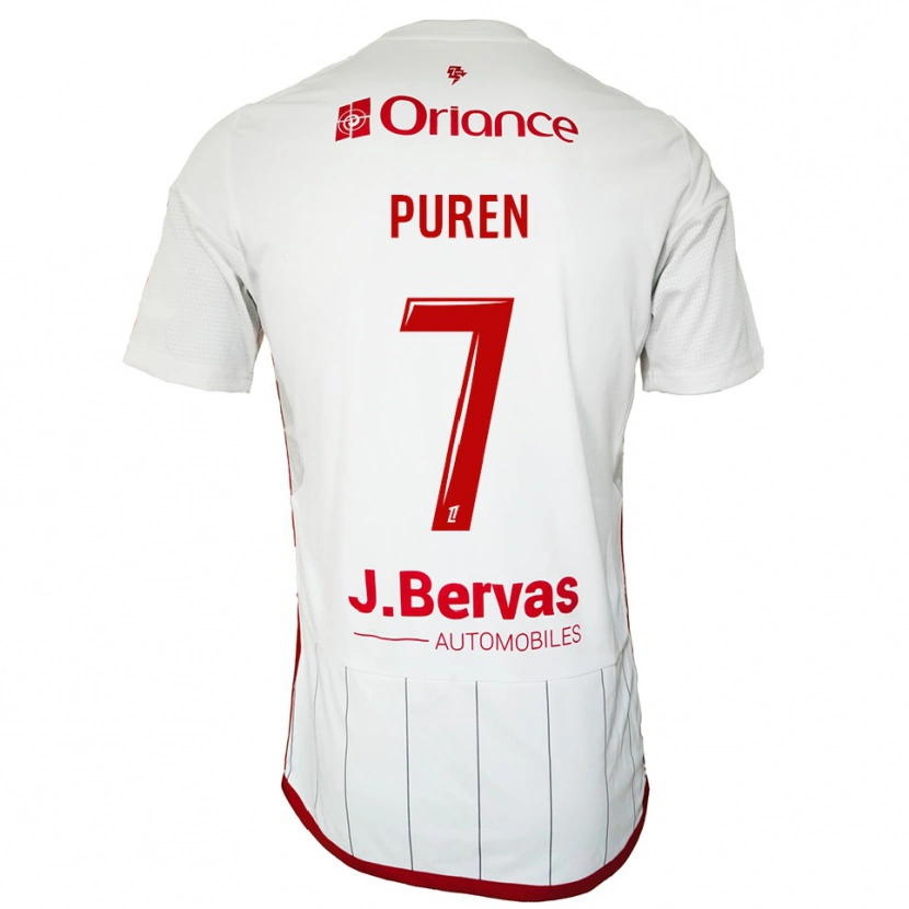DanxenメンズMatthieu Puren#7白赤アウェイシャツ2025/26ジャージーユニフォーム