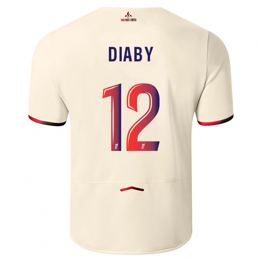 DanxenメンズBafodé Diaby#12オフホワイト赤アウェイシャツ2025/26ジャージーユニフォーム