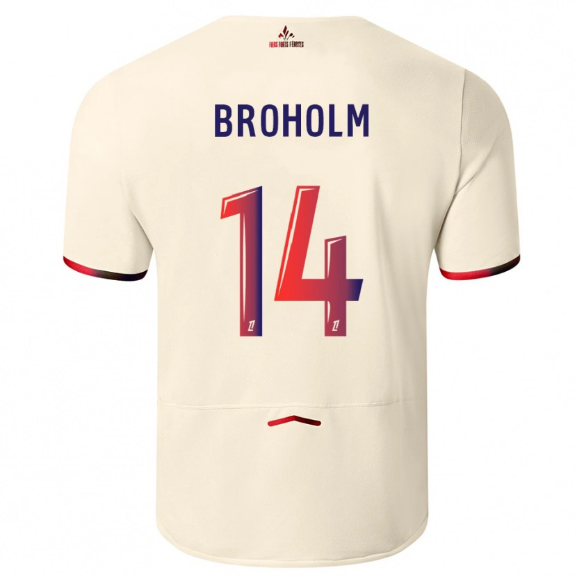 DanxenメンズMarius Broholm#14オフホワイト赤アウェイシャツ2025/26ジャージーユニフォーム
