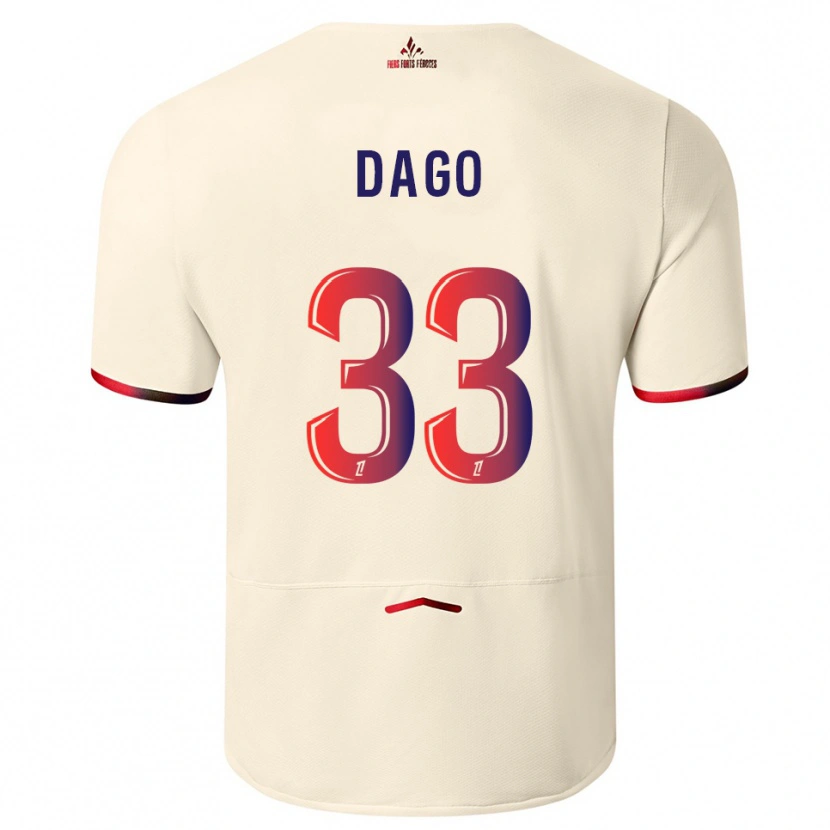 DanxenメンズTrévis Dago#33オフホワイト赤アウェイシャツ2025/26ジャージーユニフォーム