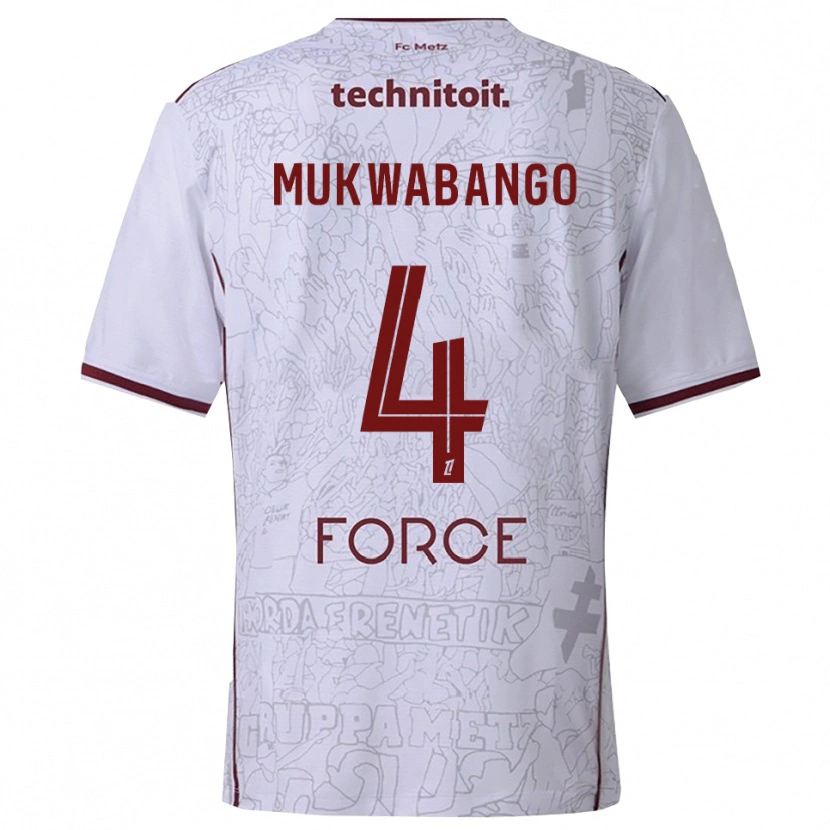 DanxenメンズBénit Mukwabango#4白バーガンディアウェイシャツ2025/26ジャージーユニフォーム