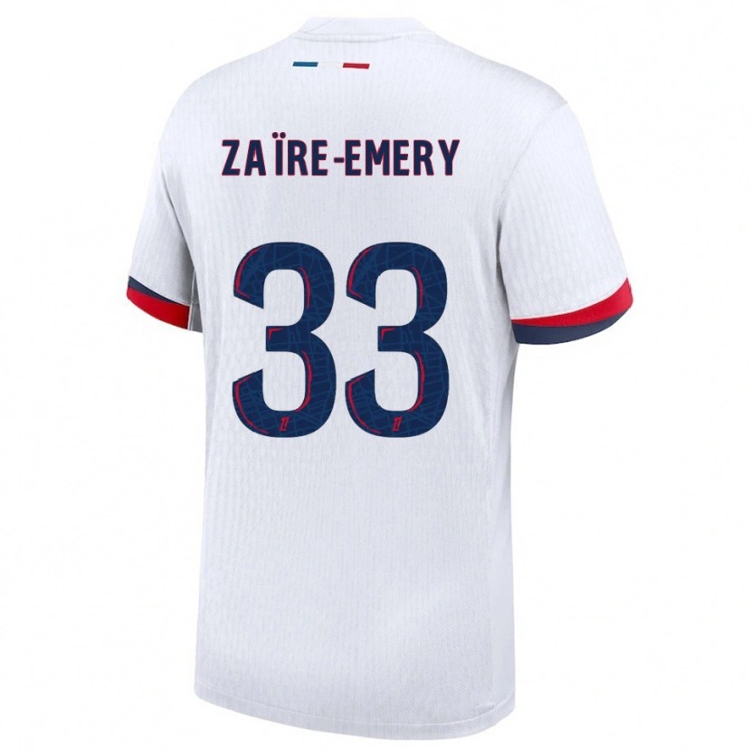 Danxenメンズウォーレン・ザイール・エメリ#33白赤アウェイシャツ2025/26ジャージーユニフォーム