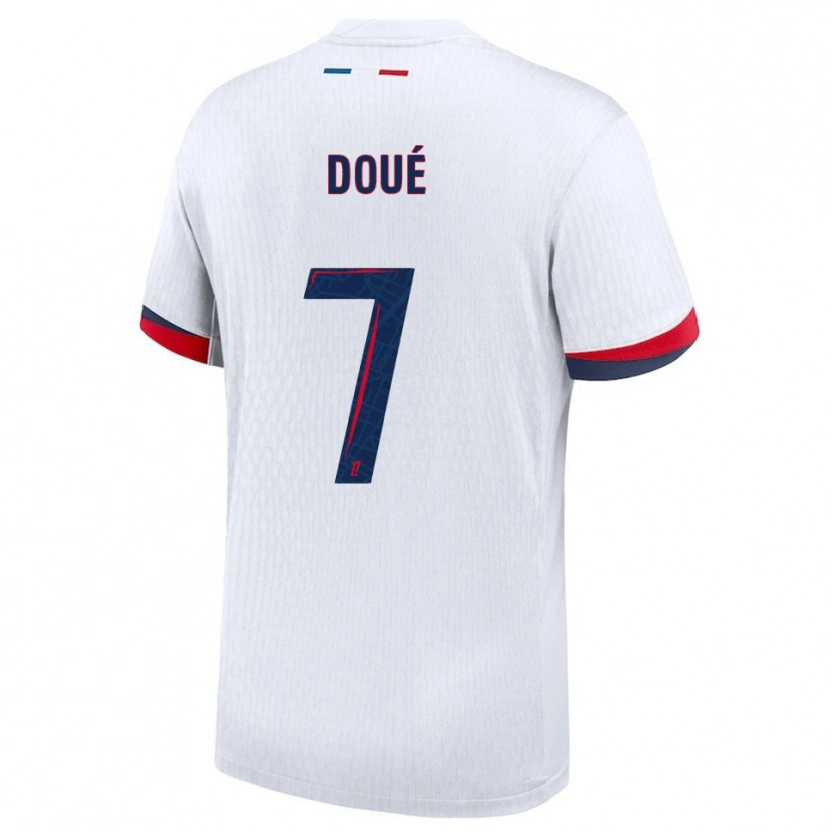 DanxenメンズEddy Doué#7白赤アウェイシャツ2025/26ジャージーユニフォーム
