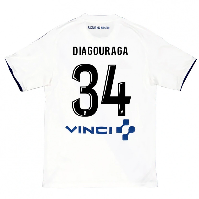 DanxenメンズDjibril Diagouraga#34白青アウェイシャツ2025/26ジャージーユニフォーム