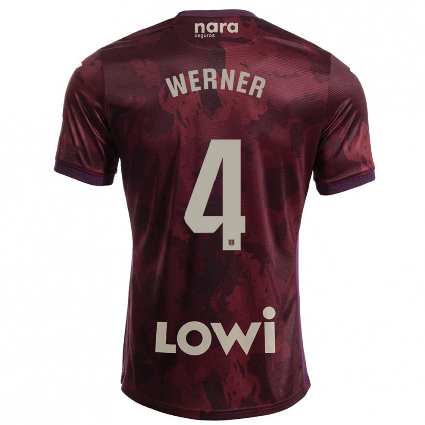 DanxenメンズHenri Werner#4バーガンディ白アウェイシャツ2025/26ジャージーユニフォーム