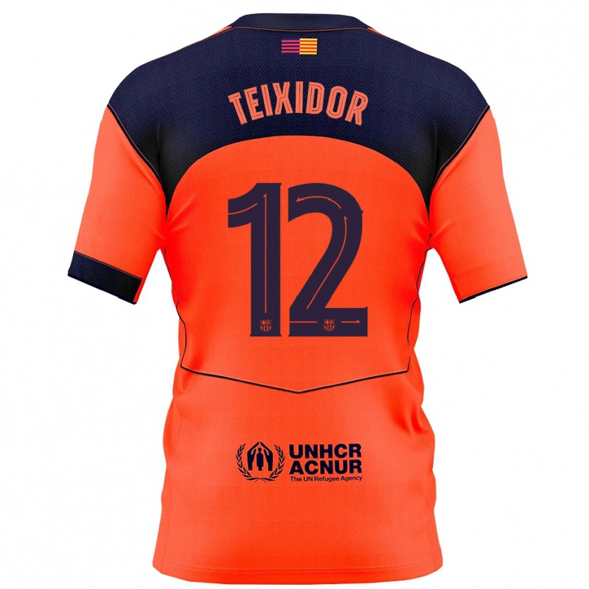 DanxenメンズNil Teixidor#12オレンジ紺サードユニフォームシャツ2025/26ジャージーユニフォーム