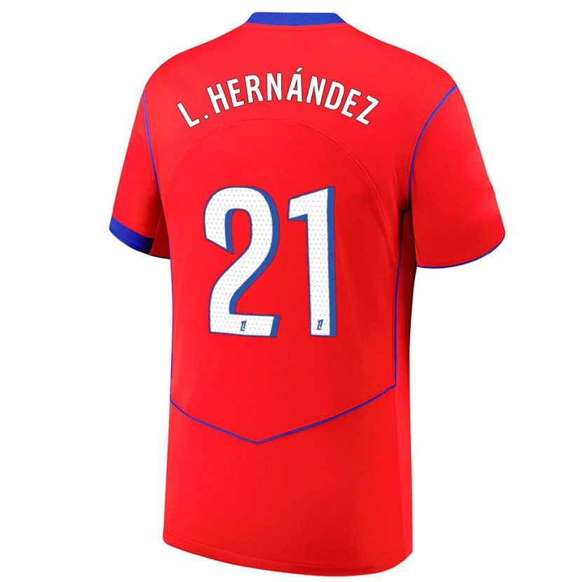 Danxenメンズリュカ・エルナンデス#21赤青白サードユニフォームシャツ2025/26ジャージーユニフォーム