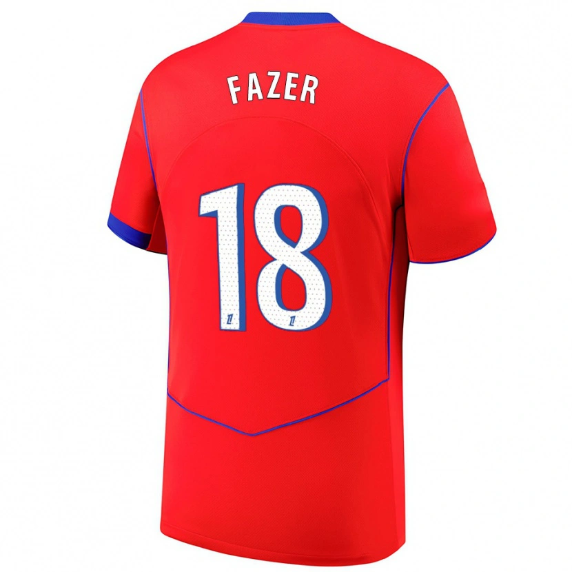 Danxenメンズローリナ・ファゼール#18赤青白サードユニフォームシャツ2025/26ジャージーユニフォーム