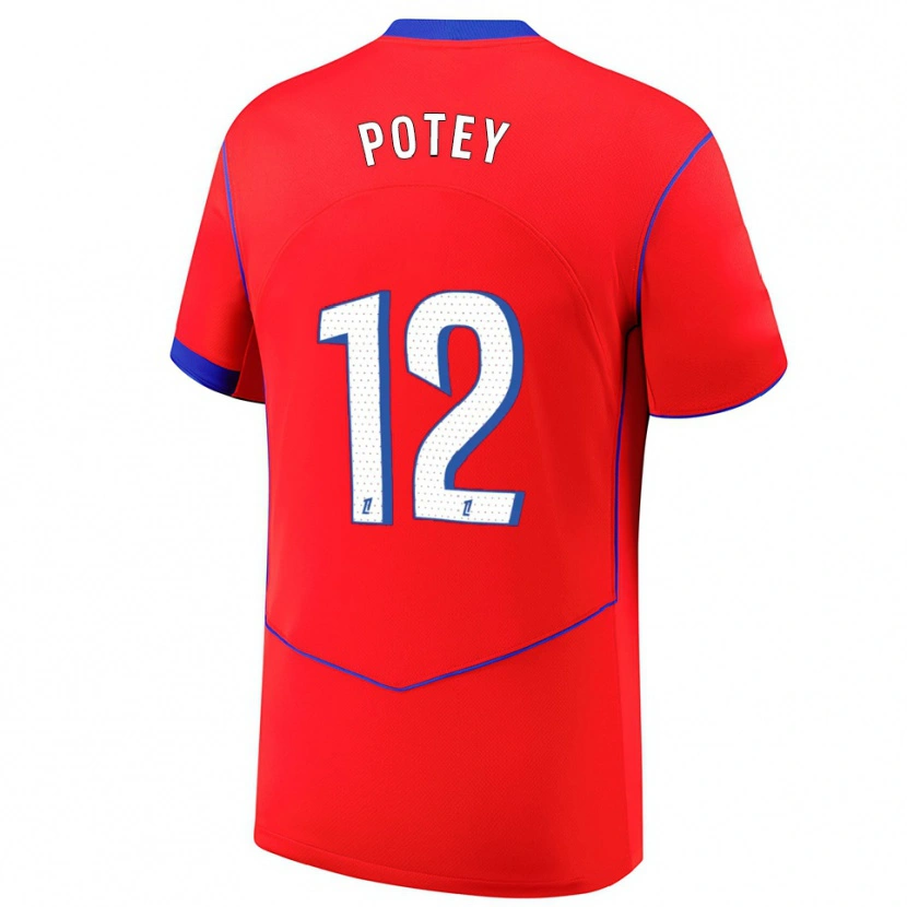DanxenメンズKeahson Potey#12赤青白サードユニフォームシャツ2025/26ジャージーユニフォーム