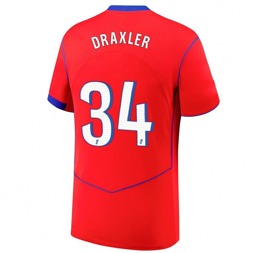 Danxenメンズユリアン・ドラクスラー#34赤青白サードユニフォームシャツ2025/26ジャージーユニフォーム