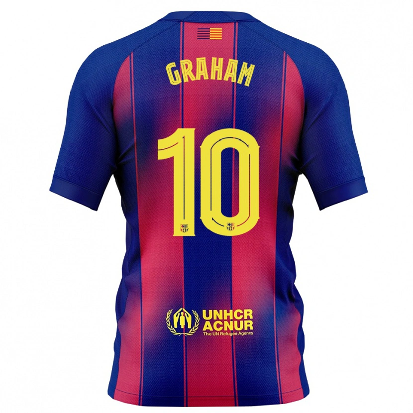 Danxenレディースキャロライン・グラハム・ハンセン#10青赤ホームシャツ2025/26ジャージーユニフォーム