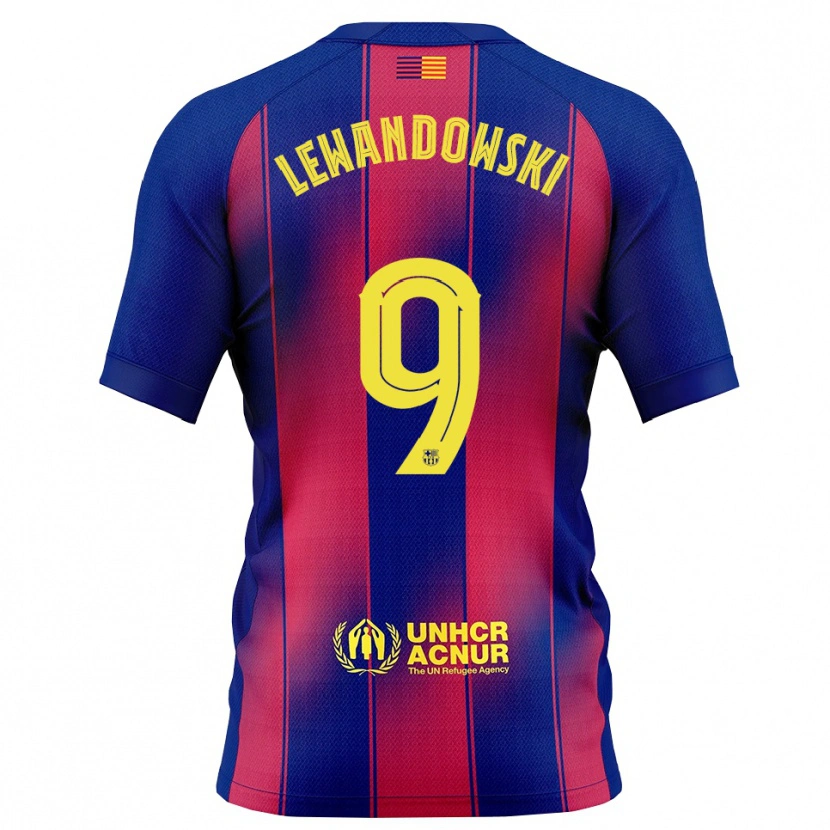 Danxenレディースロベルト・レヴァンドフスキ#9青赤ホームシャツ2025/26ジャージーユニフォーム