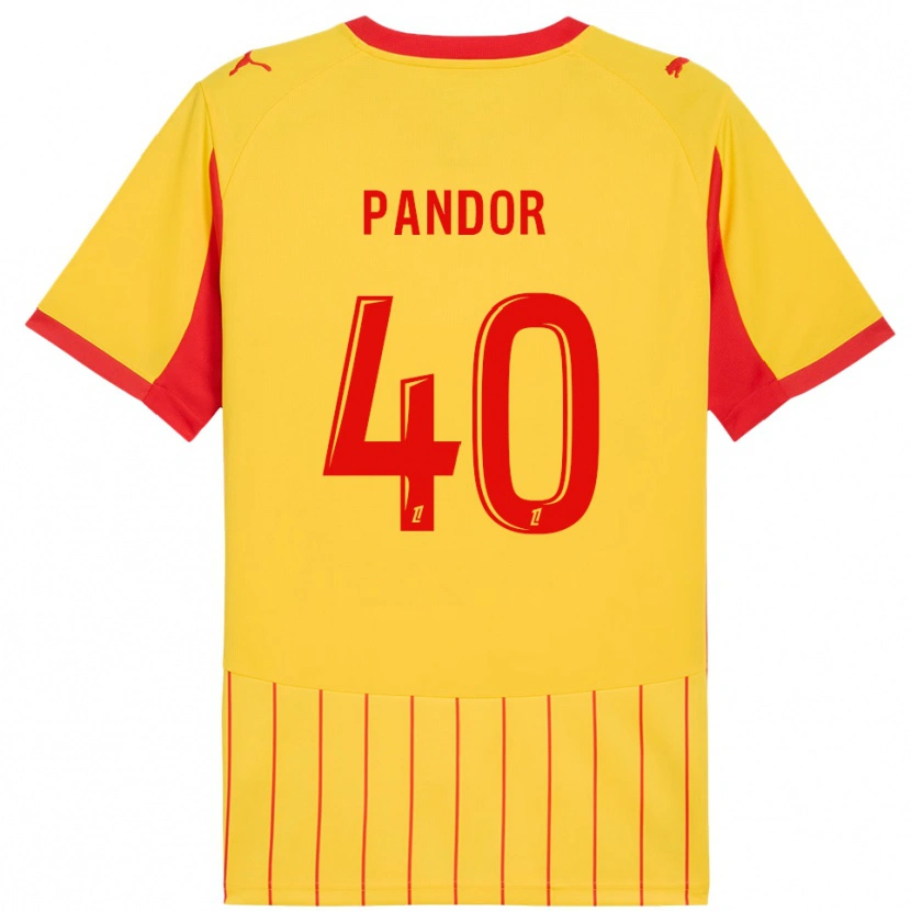 Danxenレディースヤニック・パンドール#40黄赤ホームシャツ2025/26ジャージーユニフォーム