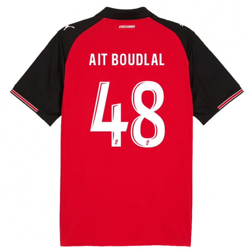 DanxenレディースAbdelhamid Ait Boudlal#48赤黒ホームシャツ2025/26ジャージーユニフォーム