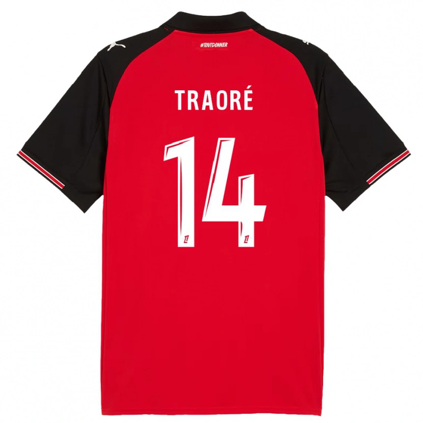 DanxenレディースErwan Traoré#14赤黒ホームシャツ2025/26ジャージーユニフォーム