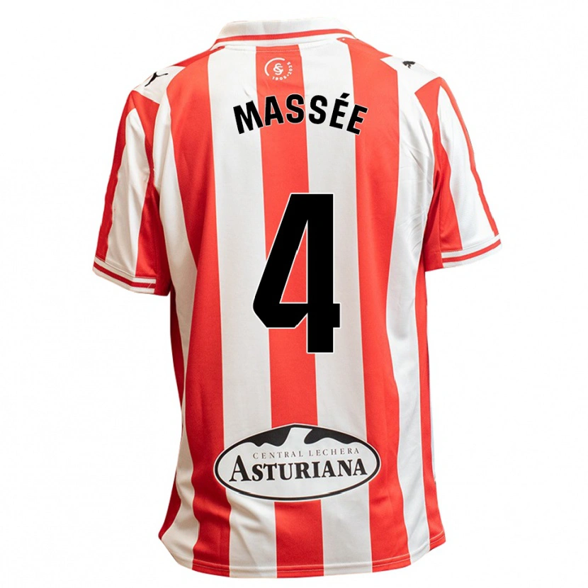 DanxenレディースGibril Massée#4白赤ホームシャツ2025/26ジャージーユニフォーム