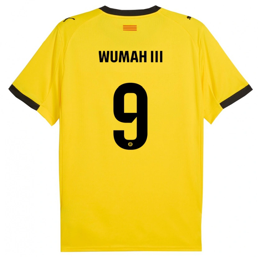 DanxenレディースEdward Wumah Iii#9黄黒アウェイシャツ2025/26ジャージーユニフォーム