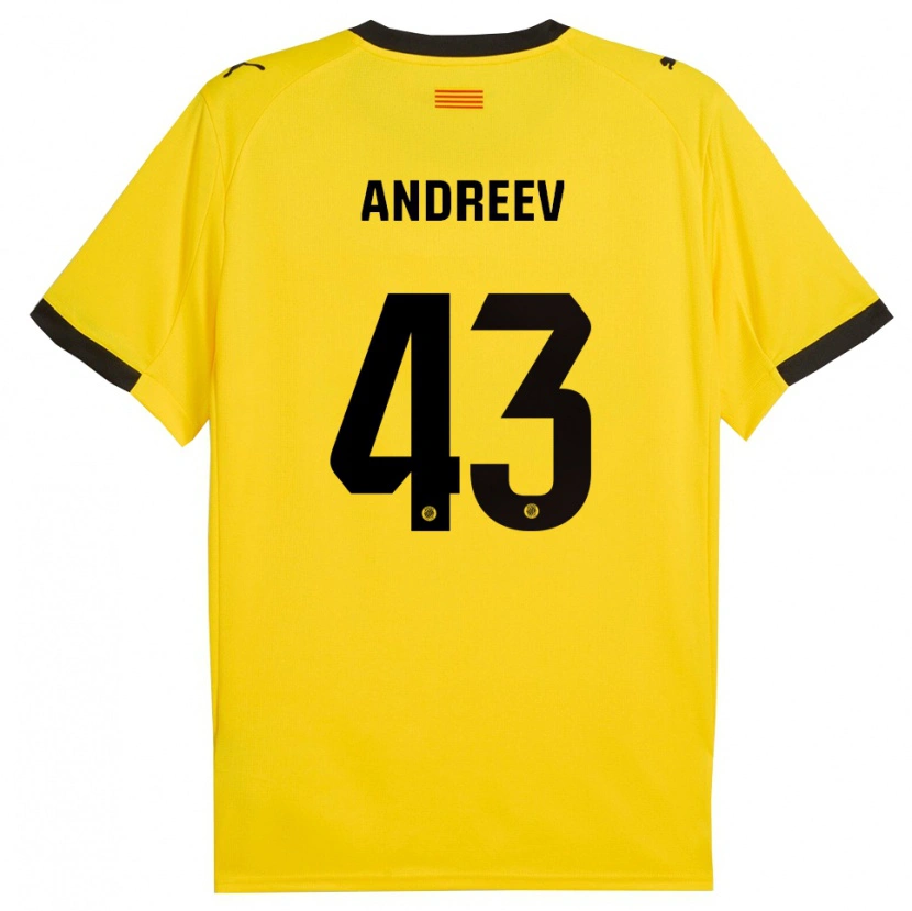 DanxenレディースAleksandar Andreev#43黄黒アウェイシャツ2025/26ジャージーユニフォーム