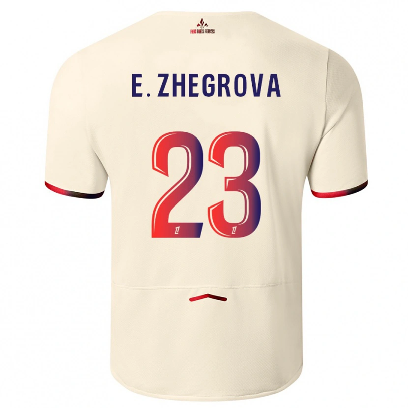 Danxenレディースエドン・ジェグロヴァ#23オフホワイト赤アウェイシャツ2025/26ジャージーユニフォーム