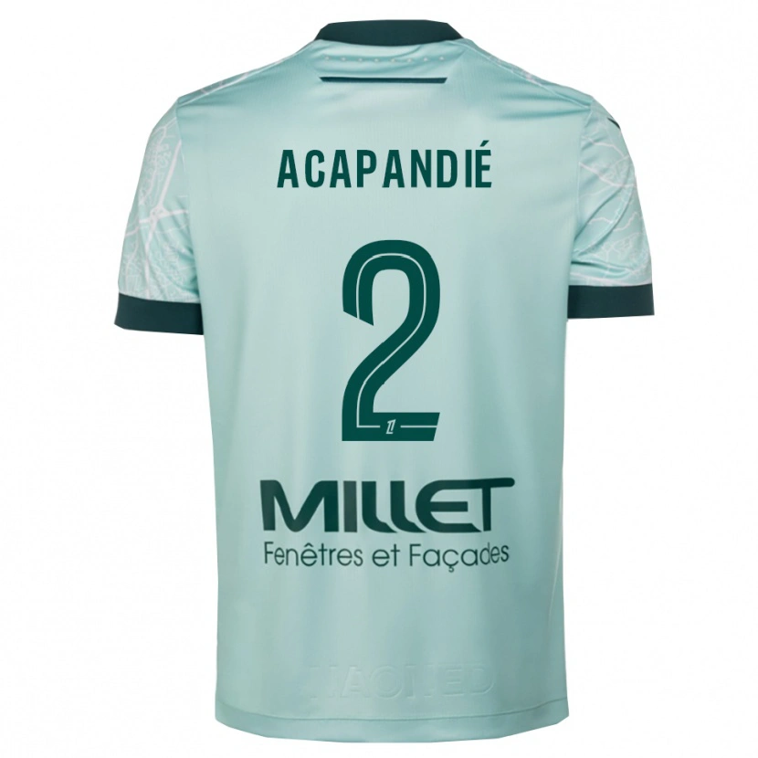 DanxenレディースMathieu Acapandié#2緑白アウェイシャツ2025/26ジャージーユニフォーム