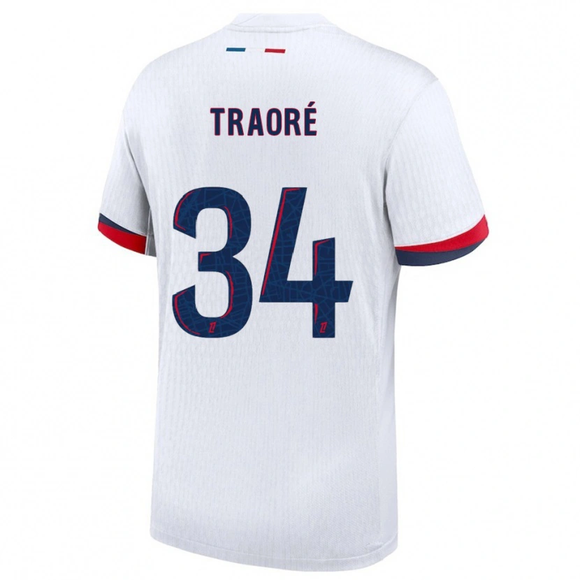 DanxenレディースNaolia Traoré#34白赤アウェイシャツ2025/26ジャージーユニフォーム