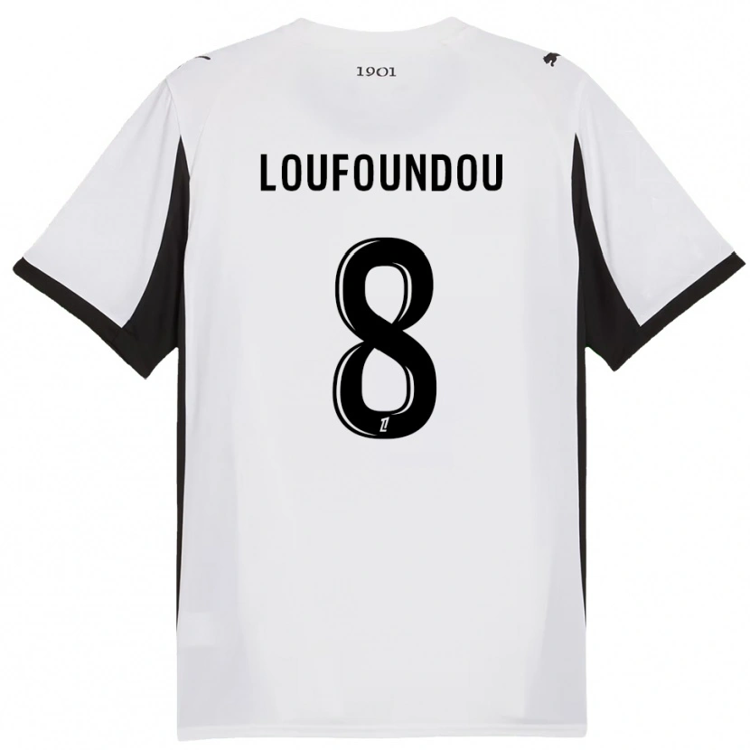 DanxenレディースNoah Loufoundou#8白黒アウェイシャツ2025/26ジャージーユニフォーム