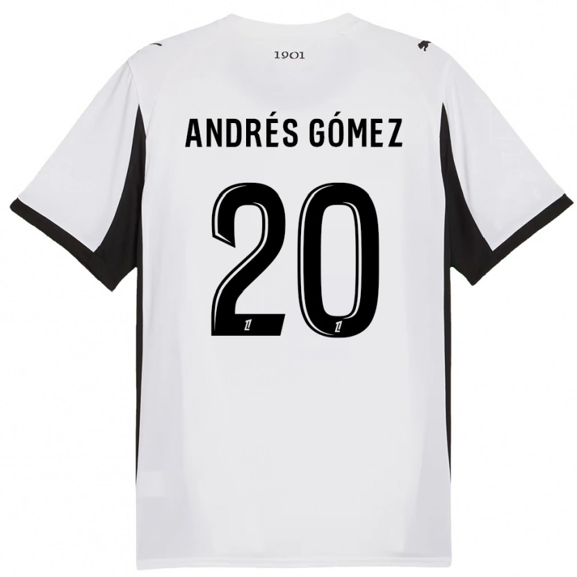 DanxenレディースCarlos Andrés Gómez#20白黒アウェイシャツ2025/26ジャージーユニフォーム