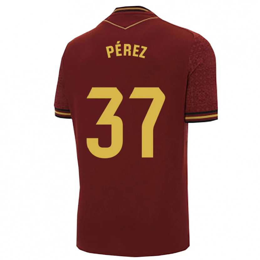 DanxenレディースDavid Pérez#37バーガンディ金アウェイシャツ2025/26ジャージーユニフォーム