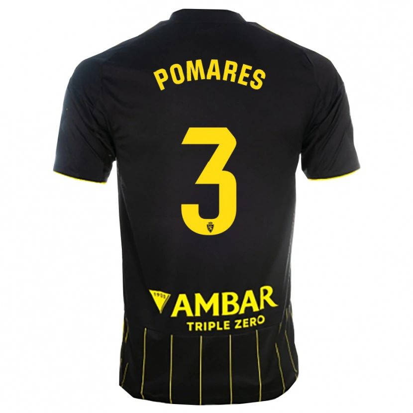DanxenレディースCarlos Pomares#3黒黄アウェイシャツ2025/26ジャージーユニフォーム