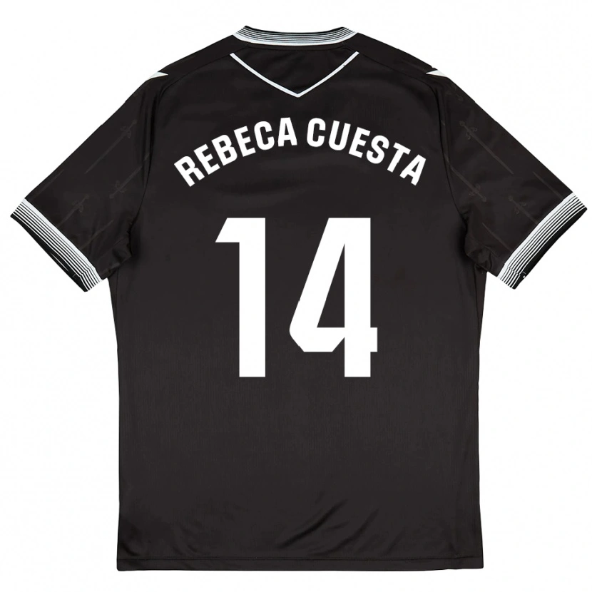 DanxenレディースRebeca Cuesta#14黒白アウェイシャツ2025/26ジャージーユニフォーム