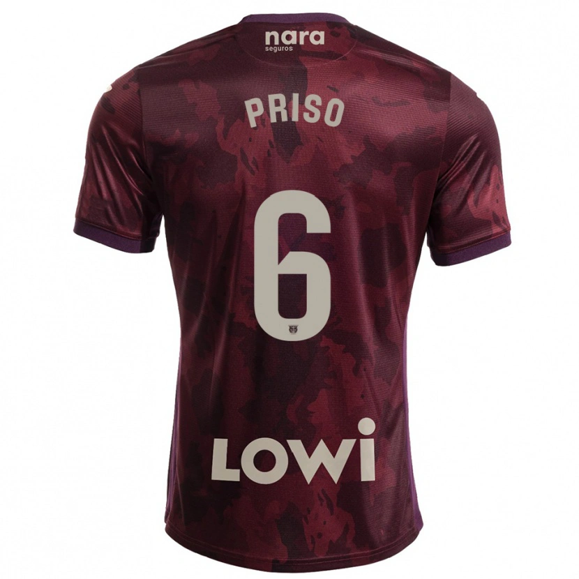 DanxenレディースMike Priso#6バーガンディ白アウェイシャツ2025/26ジャージーユニフォーム